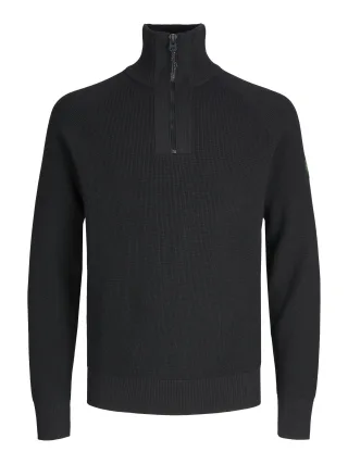 JACK&JONES - JCOFILO KNIT HALF ZIP SN black - Gr. - S