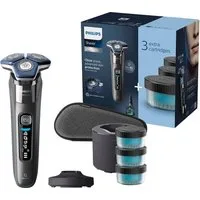 Philips Elektrorasierer Shaver Series 7000 S7887/63, Reinigungsstation, ausklappbarer Präzisionstrimmer, 4 Reinigungskartuschen, Ladestand, Etui, mit SkinIQ Technologie