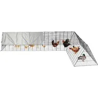 GarveeMore Hühnerstall Auslauf Outdoor,Verzinkter begehbarer Geflügelstall, Metall Hühnerstall für Hof, tragbares Außengehege mit Eckrahmen