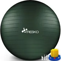 TRESKO Gymnastikball mit GRATIS Übungsposter inkl. Luftpumpe Yogaball, BPA-Frei Sitzball Büro Anti-Burst inkl. Luftpumpe, Fitnessball