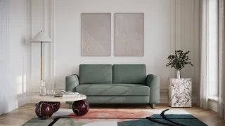 BRUNO Schlafsofa 140cm in Forest Green Grün | Klassik | stabiles Massivholz & Boxspringkomfort