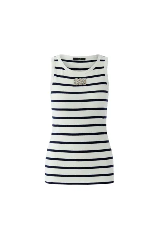 Oui - Tank Top offwhite blue - Gr. - 36