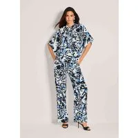 MADELEINE Kurzarmbluse Oversized-Bluse mit Rüschen Viskosebluse mit Rundhals, Knopfleiste und Kurzarm