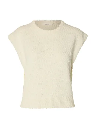 selected women - SLWELLIE BOBBLE KNIT VEST Egret - Gr. - S