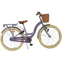 Volare Kinderfahrrad Volare Blossom Kinderfahrrad für Mädchen - 24 Zoll in Lila, Vorderradbremsen, praktischer Korb, geschlossener Kettenschutz