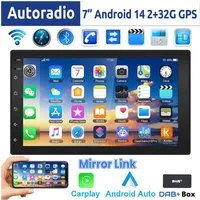 ESSGOO 7 Zoll Doppel 2 DIN Android 14 4+64G Autoradio (Digitalradio (DAB), FM, RDS, FM RDS Bluetooth EQ USB Apple Carplay Android Auto GPS Navi WIFI)