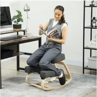 Vinsetto Stuhl Kniehocker für Zuhause, Büro (Gesundheitsstuhl, 1 St), Ergonomischer Kniestuhl aus Birke, Sitzhöhe verstellbar