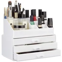 relaxdays Make-Up Organizer mit 3 Schubladen, 2-tlg., weiß