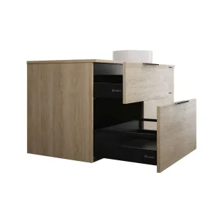 Burgbad Keramik Waschtisch-Set Eqio Eiche Dekor Cashmere/Alpinweiss, SGUW140RF3180C0001 SGUW140RF3180C0001