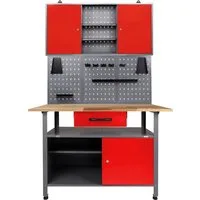 ONDIS24 Werkstatt-Set, inkl. Werkbank, Werkzeugschrank, Lochwand & 22-tlg. Hakenset