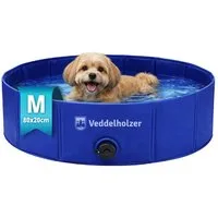 Veddelholzer Hundepool Faltbarer Hundepool M 80x20 cm rutschfest Robuster Hunde Swimmingpool, (platzsparend & stabil, ideal für Garten & Balkon), schneller Aufbau ohne Aufpumpen, für kleine & große Hunde