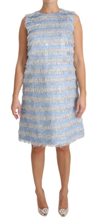 Dolce & Gabbana Women's Light Blue Silver Shift Gown Dress (robe droite)