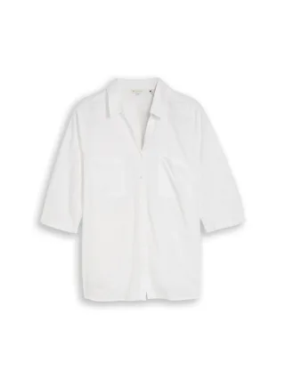 Tom Tailor - Plus Size - Hemdbluse mit Leinenanteil white - Gr. - 46