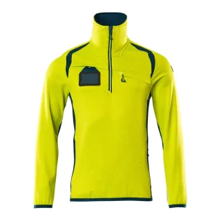 MASCOT Herren Fleecepullover mit kurzem Reißverschluss ACCELERATE SAFE Hi-vis Gelb / Dunkelpetroleum M - 19303-316-1744-M
