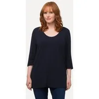 Ulla Popken T-Shirt Shirt tiefer Rundhalsausschnitt 3/4 Arm