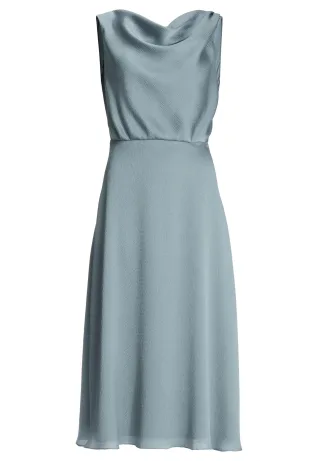SWING - Cocktailkleid aus gehämmertem Satin mit Wasserfall Ausschnitt ice blue - Gr. - 44