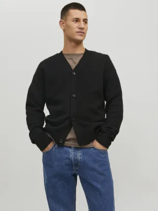 JACK&JONES - JOROLLIE KNIT CARDIGAN black - Gr. - XL