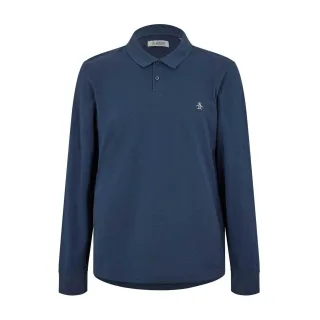 Original Penguin - Poloshirt für Herren, Baumwolle, Langärmlig (warmes Blau)