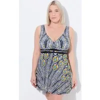 Ulla Popken Badekleid Badekleid Pfau Softcups Powermesh-Futter recycelt