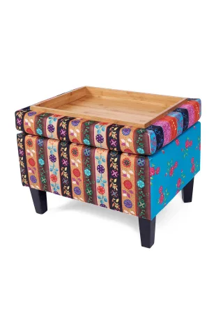 bonprix Hocker mit Tablett, bunt, Gr.45x60 cm, als Hocker oder als Beistelltisch mit Tablett