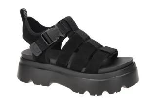 UGG 1152698 BLK Damen Sandalette CORA schwarz PU Plateau flexibel 5cm