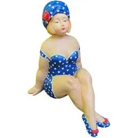 Aspinaworld Gartenfigur Badenixe Figur sitzend blau 20 cm – für Terrassenrand