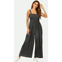 FS Collection Jumpsuit Damen Ärmelloser Jersey-Jumpsuit mit Bardot-Muster und Trägern in Grau (Einheitsgröße: XS (EU:36 / UK:8) · S (EU:38 / UK:10) · M (EU:40 / UK:12) · L (EU:42 / UK:14) · XL (EU:44 / UK:16) 95% Polyester, 5% Elastane – weicher Jers