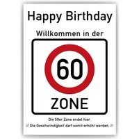 Tigerlino Poster 60. Geburtstag Geschenk Verkehrszeichen Karte Happy Birthday Deko Bild