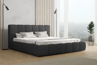 Polsterbett Doppelbett GIULIA Komplettset 140x200cm Stoff Freya Grafit