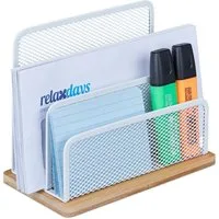 relaxdays Briefablage Briefhalter Metall & Bambus