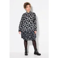 Ulla Popken Longbluse Longbluse Herzen A-Linie Hemdkragen Langarm