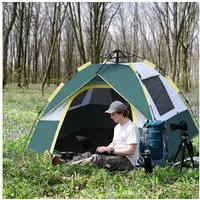 Outsunny Kuppelzelt mit Heringen, Personen: 3 (Großraumzelt, 1 tlg., Campingzelt), für Garten, Balkon, Olive Grün
