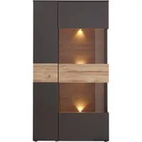 FORTE Vitrine Como Highboard, LED Beleuchtung Einlegeböden, Glastüre, Soft Close