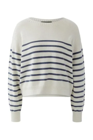 Oui - Seamless gestrickter Pullover weiß - Gr. - 42