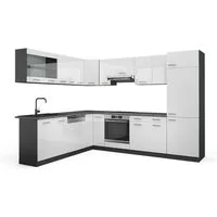 Vicco Winkelküche R-Line, Weiß Hochglanz/Anthrazit, 287 x 227 cm ohne Arbeitsplatte
