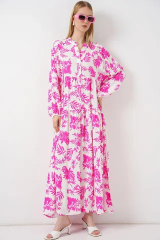 Gemustertes V-Ausschnitt Maxikleid