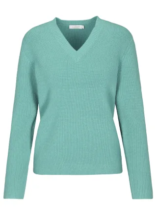 CLARINA - V-Pullover, 1/1 Arm, uni ozean gruen - Gr. - 48