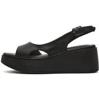 Derimod Keilabsatz-Sandalen aus Leder Sandale Echtes Leder, Lederkomfort, Schnallenverschluss, Plateau-Design