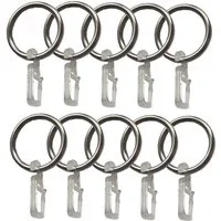 BASIT Gardinenring Metallringe mit Überklipshaken C10, für 16 mm Gardinenstangendurchmesser geeignet, (10-St)