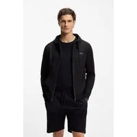 BOSS Kapuzensweatjacke Authentic aus Baumwoll-Terry mit kontrastfarbenem Reißverschluss