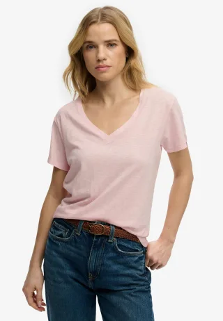 Superdry - Studios Slub T-Shirt mit Stickerei blasspink - Gr. - 14