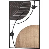 Kobolo Wandbild Metallbild Wanddeko - FENGARI schwarz und braun, Kreise, Holz und Metall