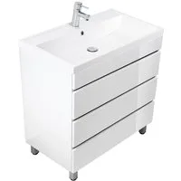 Magnolia Home Waschtisch Stand Badmöbel Via 80 SoftClose weiss hochglanz mit drei grifflosen Sc