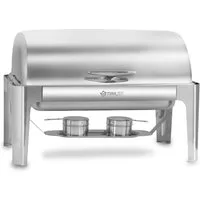 Mahlzeit Speisenwärmer Edelstahl Chafing Dish, 8 Liter, Rolltop, Speisenwärmer, Wärmebehälter, (6-tlg), Leises schließen dank Gummi Stopper