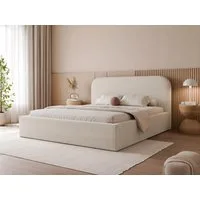 Compleo Polsterbett Designerbett, abgerundetes Kopfteil BAVARO, Polsterbett mit Bettkasten