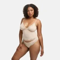 cfab Nachthemd Deep Neck Lace Top-Sand-XL (1-tlg)