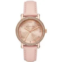 MICHAEL KORS Quarzuhr COREY MK7552, Armbanduhr, Damenuhr, Lederarmband, analog, Glassteine