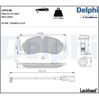 Delphi Bremsbel?ge vorne Ford Transit 2,0 2,2 TDCi