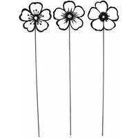 Posiwio Gartenstecker 3er Set Gartenstecker Blumen (3-St)