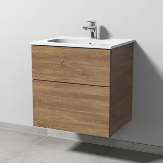 Sanipa 3way Waschtischunterbau zu Geberit Acanto Slim Waschtisch mit 2 Auszügen, Eiche-Kansas SM41059